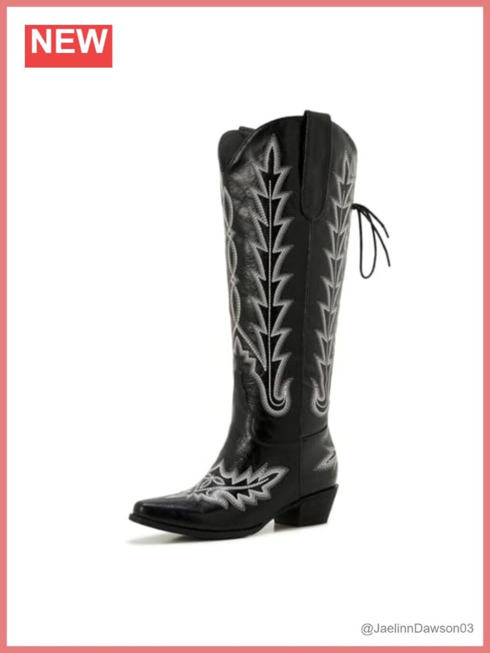 Wide Calf Cowboy Boots Knee High Lace Up Western Comfortable 2-Inch Heel